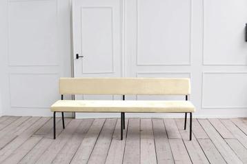 Nieuw! Amber Eetkamerbank 220cm - Stof Monolith 02 Creme beschikbaar voor biedingen