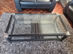 2x Salontafel van hout en glas, Huis en Inrichting, Ophalen, Gebruikt, 100 tot 150 cm, Glas