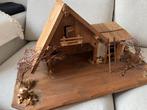 Handgemaakte Houten Kerststal - 80x40x39 cm, Diversen, Kerst, Ophalen, Zo goed als nieuw