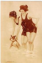 De dames in badpak, met het hondje jaren '30., Verzamelen, Ansichtkaarten | Themakaarten, Ophalen of Verzenden, 1920 tot 1940