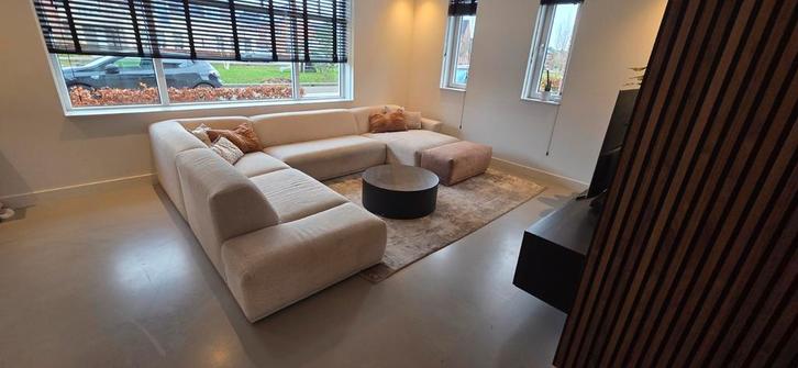 Ruime bank wit/creme losse elementen, Huis en Inrichting, Banken | Bankstellen, Gebruikt, Hoekbank, Vierpersoons of meer, 300 cm of meer