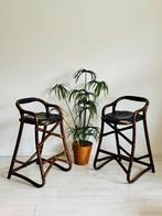 Vintage Deense bamboe barkrukken Horsnaes jaren ‘70., Huis en Inrichting, Barkrukken, Ophalen, 60 tot 90 cm, Zo goed als nieuw