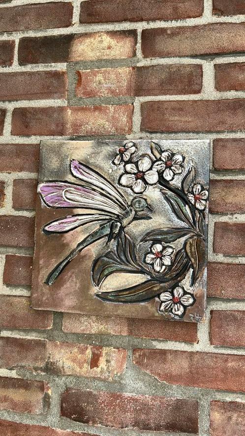 Vintage Ruscha stijl wandtegel plaquette libelle bloemen, Huis en Inrichting, Woonaccessoires | Wanddecoraties, Zo goed als nieuw