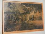 Ets Boerderij met erf en boerin Jac. Koeman 18,8 x 27,4 cm, Antiek en Kunst, Ophalen of Verzenden