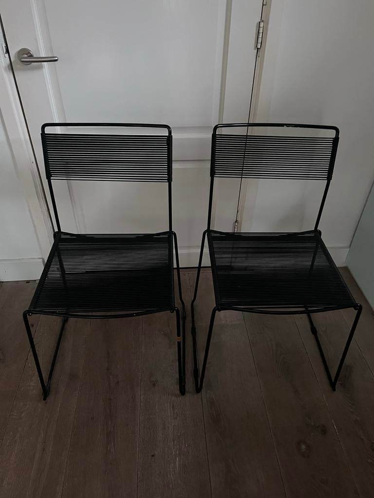 Giandomenico Belotti Spaghetti Stoelen - Zwart - Set van 2, Huis en Inrichting, Stoelen, Gebruikt, Twee, Metaal, Zwart, Ophalen