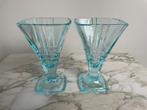 2 mooie vintage turquoise Fidenza ijscoupes Italië, Overige typen, Ophalen of Verzenden, Overige stijlen, Glas