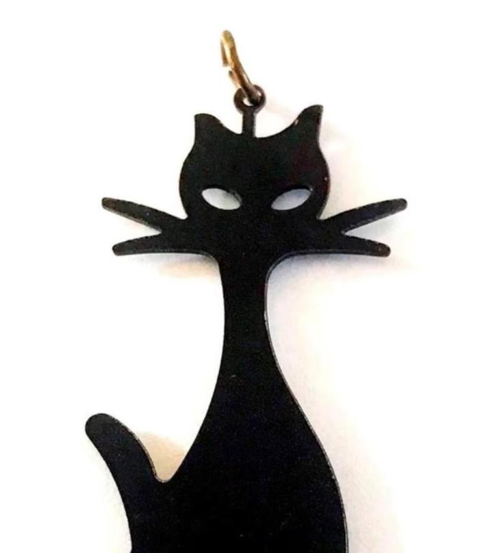 Prachtige grote zwarte Kat / Poes ketting hanger, Sieraden, Tassen en Uiterlijk, Kettinghangers, Zo goed als nieuw, Verzenden
