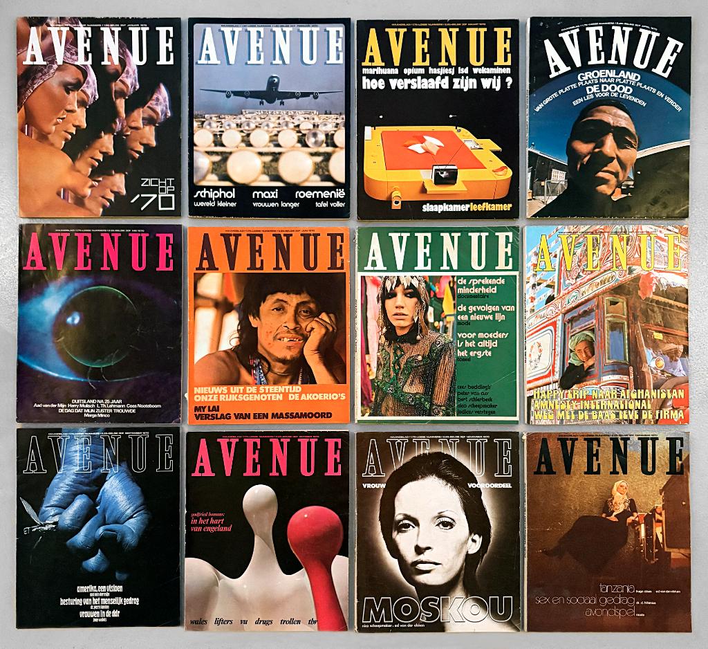 AVENUE 1970 GLOSSY MAGAZINE COMPLETE JAARGANG, Verzamelen, Verzenden, 1980 tot heden, Knipsel(s)
