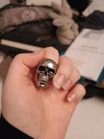 Stoere Doodskop Ring - Zilverkleurig, 18 tot 19, IJzer of Staal, Ophalen of Verzenden, Zo goed als nieuw