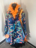 Nieuwe aparte blauw/oranje vrolijke Carnavalsjas maat 44/46, Carnaval, Maat 42/44 (L), Nieuw, Ophalen of Verzenden