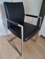 4 Eetkamerstoelen imitatieleer/RVS, Huis en Inrichting, Stoelen, Ophalen, Gebruikt, Zwart, Vier