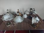 5 Lampen Set: 3 hanglampen, 1 schemerlamp, 1 wandlamp, Ophalen, Gebruikt, Vintage, Glas