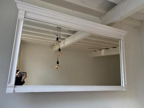 Spiegelwit houten brokaat., Huis en Inrichting, Woonaccessoires | Spiegels, Gebruikt, 125 cm of meer, Minder dan 100 cm, Rechthoekig