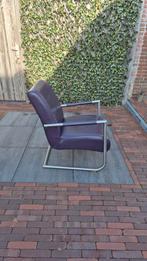 Henders & Hazel Paarse Leren Fauteuil, Huis en Inrichting, Stoelen, Overige kleuren, Leer, Ophalen of Verzenden, Zo goed als nieuw