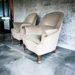Set van 2 vintage ecru eenzitten / fauteuils / clubzetels, Ophalen