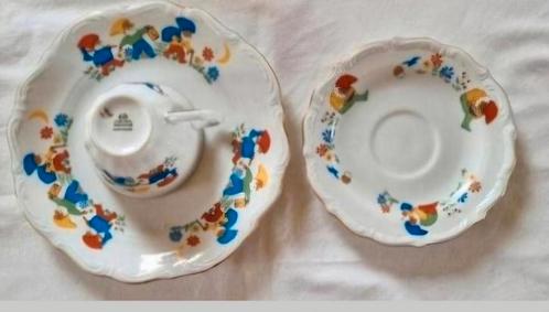 Pools Poland dejeuner kindersetje kabouters bordje kopje, Antiek en Kunst, Antiek | Servies los, Ophalen of Verzenden