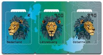 Cryptopostzegels NFT Leeuw Blauw Groen Zwart Niet geclaimd beschikbaar voor biedingen