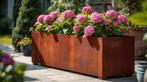 Cortenstalen plantenbak met hortensia vanaf €450, Overige materialen, Vierkant, Nieuw, Ophalen of Verzenden