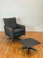 Design Draaifauteuil met Voetenbank - Antraciet Grijs, Huis en Inrichting, Fauteuils, 75 tot 100 cm, Ophalen of Verzenden, Zo goed als nieuw