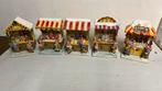 Kerstmarkt miniatuur kraampjes 5 stuks, Ophalen of Verzenden