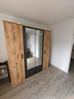 Kledingkast met spiegel  eikenhout met grijs!, Huis en Inrichting, Kasten | Kledingkasten, Ophalen, 150 tot 200 cm, Eikenhout