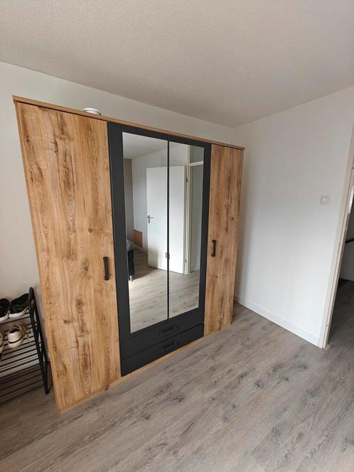 Kledingkast met spiegel  eikenhout met grijs!, Huis en Inrichting, Kasten | Kledingkasten, Zo goed als nieuw, 150 tot 200 cm, 150 tot 200 cm