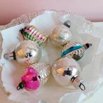 6 prachtige glazen vintage kerstballen, Ophalen of Verzenden, Gebruikt