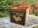 Brocante krat vintage krat brazil tropigold orange kist, Ophalen