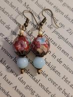 Oorbellen hangers rood blauw bloemen, Ophalen of Verzenden, Nieuw, Blauw, Overige materialen