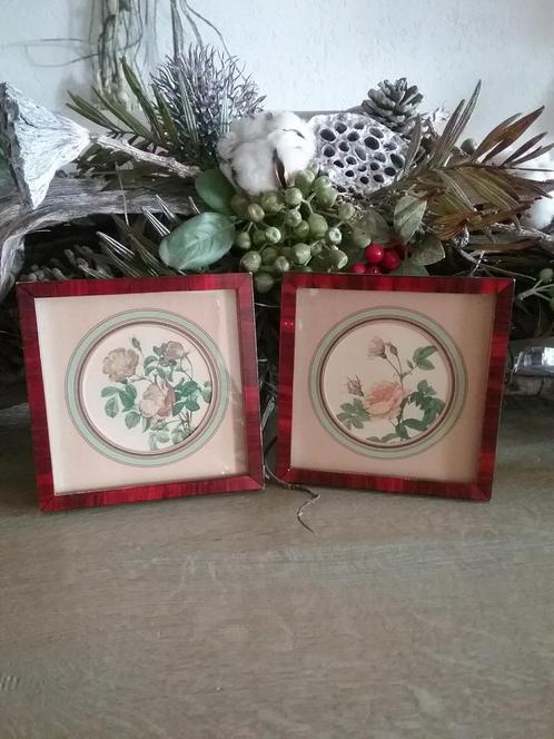 MAHONIE LIJSTJES.. ( ROZEN IN PASPARTOU)., Antiek en Kunst, Curiosa en Brocante, Ophalen of Verzenden
