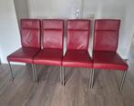 Leren eetkamerstoelen, Huis en Inrichting, Stoelen, Ophalen, Leer, Zo goed als nieuw, Vier