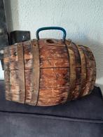 Kl houten tonnetje,koperkleurige "banden",sleets,landelijk,, Antiek en Kunst, Ophalen of Verzenden