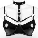 Zwarte Lakleren BH met Halsband, Ophalen of Verzenden, Zwart, BH