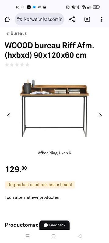WOOOD bureau Riff Afm. (hxbxd) 90x120x60 cm beschikbaar voor biedingen
