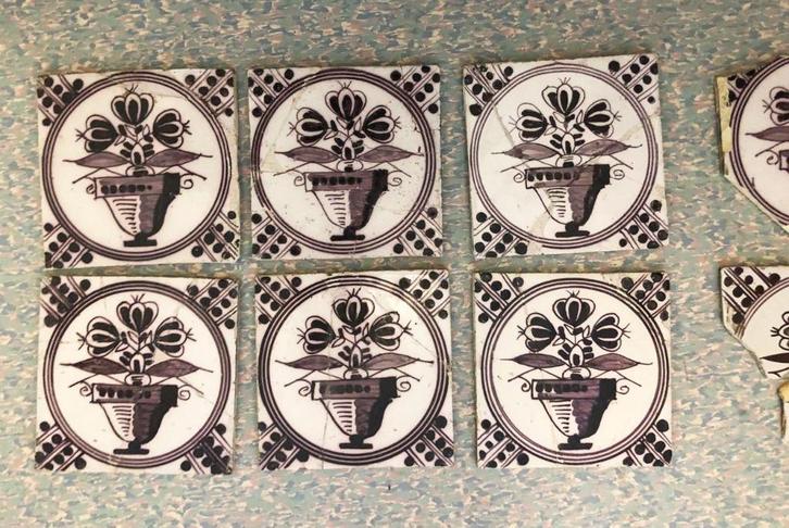 6 antieke wandtegels 18e eeuw, Antiek en Kunst, Antiek | Porselein, Ophalen