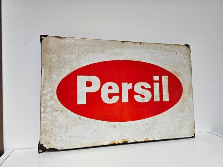 Vintage emaille Persil reclamebord voor €195,-!, Verzamelen, Merken en Reclamevoorwerpen, Gebruikt, Reclamebord, Ophalen