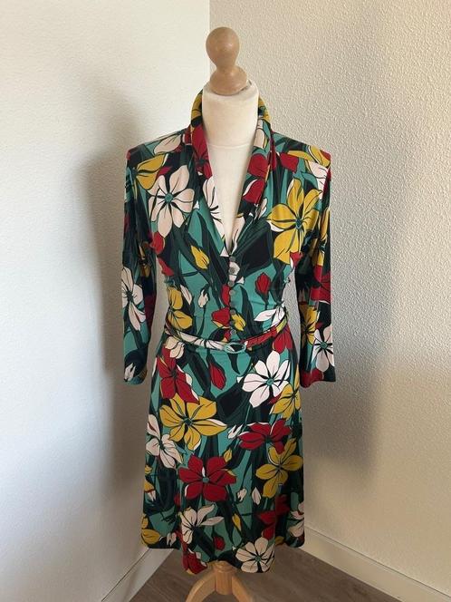 King Louie maat L retro emmy jurk bloemen, Kleding | Dames, Jurken, Zo goed als nieuw, Maat 42/44 (L), Groen, Knielengte, Ophalen of Verzenden