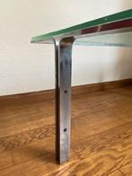 Jaren 69 glazen salontafel , Hank Kwint design, Huis en Inrichting, Glas, Minder dan 45 cm, Zo goed als nieuw, Ophalen