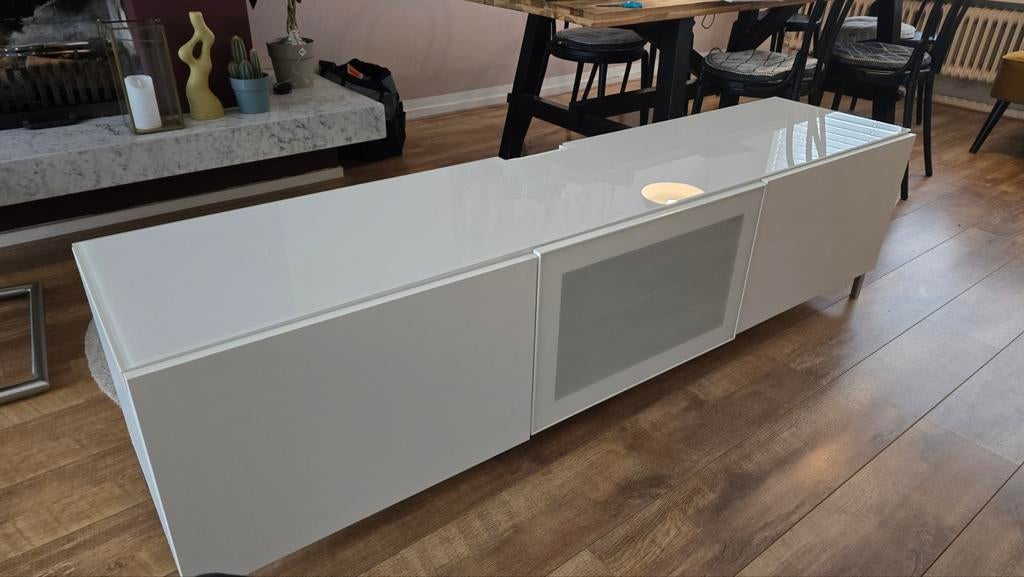WitTV meubel ikea besta, Ophalen, Gebruikt, 150 tot 200 cm, Minder dan 100 cm