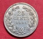 25 cent 1904. Zfr+., Zilver, 25 cent, Ophalen of Verzenden, Koningin Wilhelmina