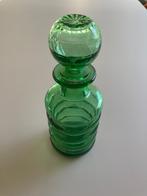 Vintage Italy Italian emerald MCM Green Ribbed Glass Bottle, Ophalen of Verzenden