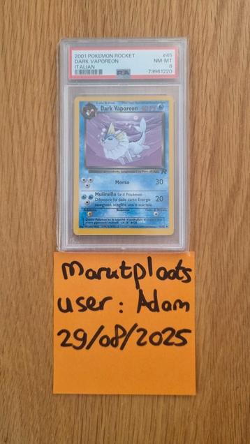 Pokémon Dark Vaporeon 2001 PSA 8 Italian Rocket beschikbaar voor biedingen