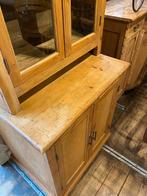 Smalle landelijke buffetkast vitrine kast oud grenen, Ophalen
