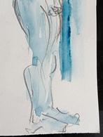 Aquarel staand naakt figuur, Antiek en Kunst, Kunst | Tekeningen en Foto's, Verzenden