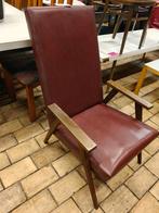 Vintage Design Fauteuil jaren 60 - Teakhout & Skai, Antiek en Kunst, Ophalen