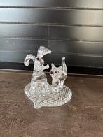 Glazen hond en kat beeldje, Overige kleuren, Ophalen of Verzenden, Minder dan 50 cm, Glas
