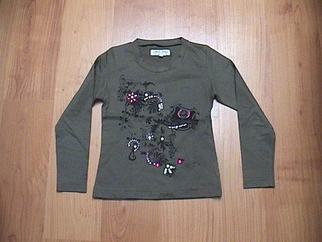 Garcia jeans kinderkleding groen shirt met pailletjes, tekst, Kinderen en Baby's, Kinderkleding | Maat 128, Gebruikt, Meisje, Garcia Jeans