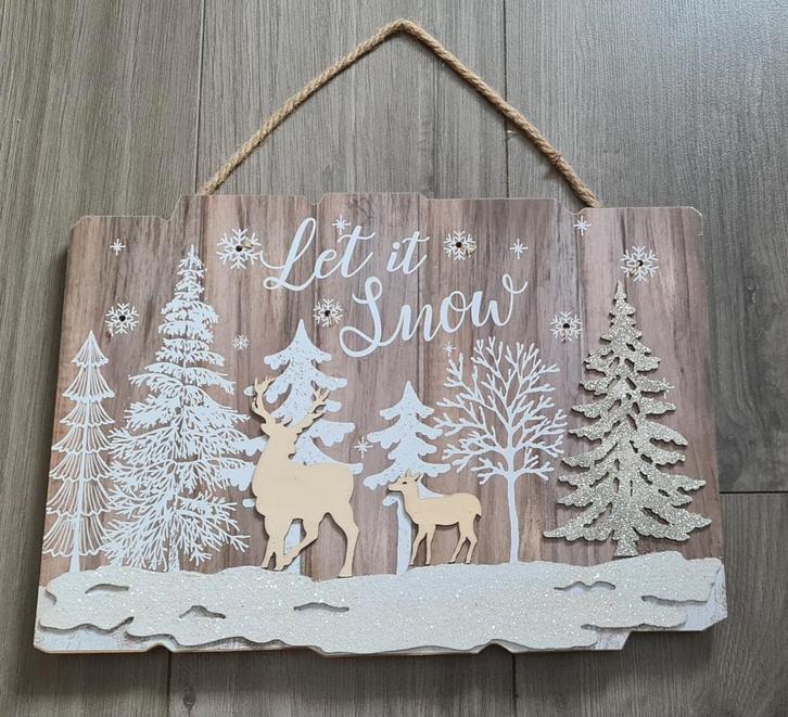 Mooi kerst schilderijtje met verlichting glitters, Diversen, Kerst, Gebruikt, Ophalen of Verzenden