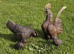 HAAN EN HEN MET 2 KUIKENS / BRONS  / TUINBEELD/ SETPRIJS, Dierenbeeld, Nieuw, Info@huisentuindecoratiemarie.nl, Huis en tuin decoratie marie