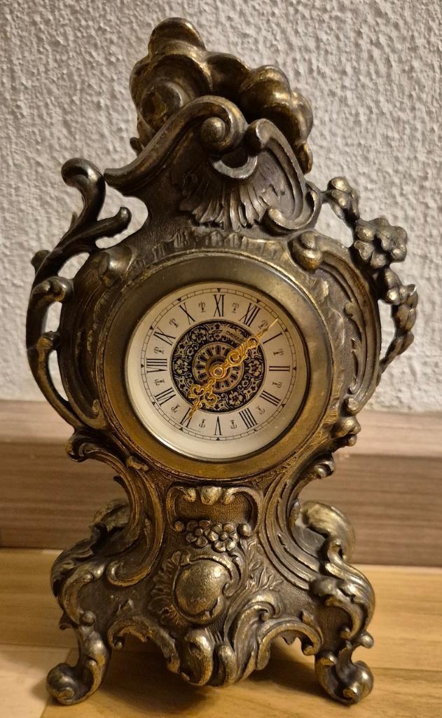 Bronzen mechanische tafelklok., Antiek en Kunst, Antiek | Klokken, Ophalen of Verzenden
